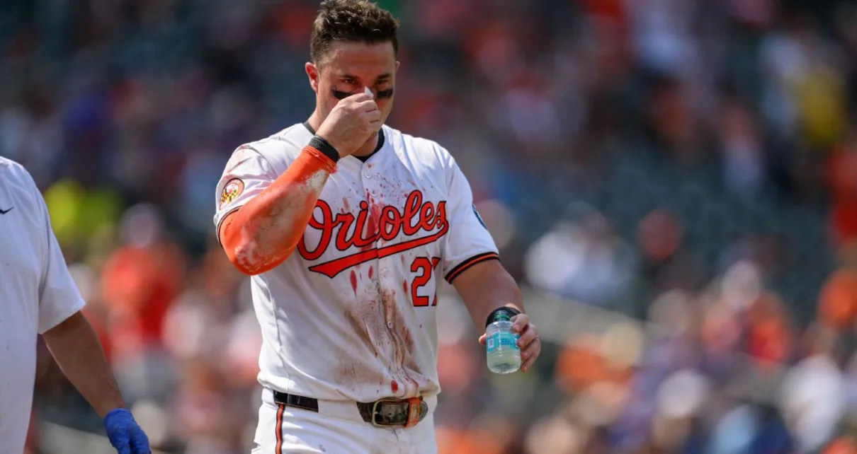 Orioles’ James McCann remains in game after fastball to face