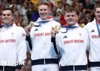 Olympic swimming: Great Britain retain relay title to win first swimming gold in Paris