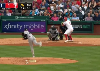 Austin Hays hits a three-run homer against the Yankees, his first home run for Philadelphia