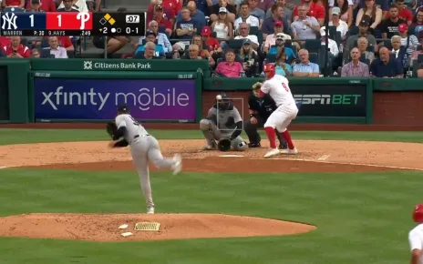 Austin Hays hits a three-run homer against the Yankees, his first home run for Philadelphia