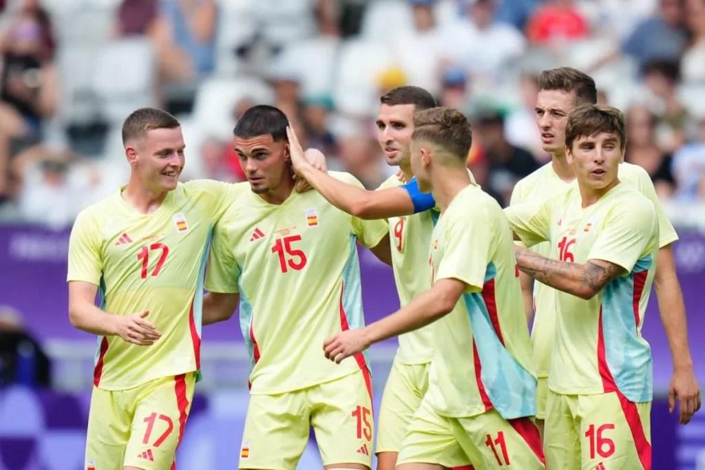 Spain men’s side cruise into Olympics quarter-finals with goals from Euro 2024 winners