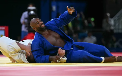 Teddy Riner defends France's Olympic title in mixed team judo against Japan