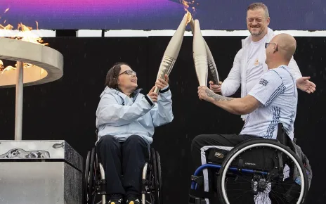 Paralympians light the flame at the birthplace of the games in England