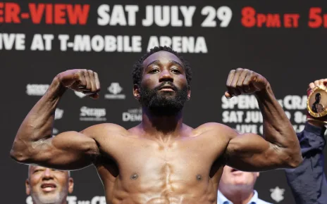 Watch Terence Crawford vs. Israil Madrimov official weigh ins video, final staredown