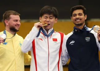 China’s Liu Yukun wins men’s 50-meter rifle three position gold