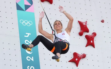 Aleksandra Miroslaw twice breaks sport climbing world record at Olympics