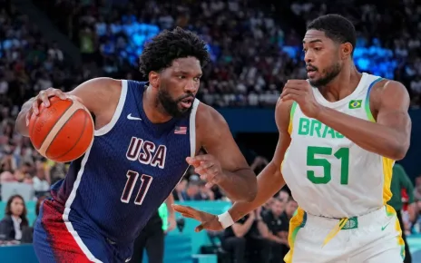 Joel Embiid laughs off jeers, leads U.S. rout into Olympic semis