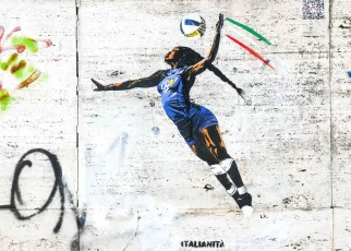 Street art celebrating Italian volleyball player Paola Egonu vandalized