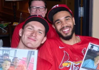 Jayson Tatum, Matthew Tkachuk re-create memorable bus photo