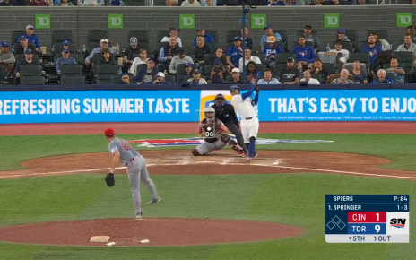 George Springer crushes his SECOND homer of the game to give Blue Jays 10-1 lead over Reds