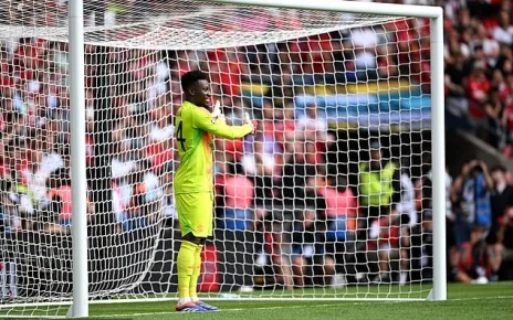 Andre Onana saves just ONE of Man City’s eight penalties after toying with Erling Haaland and Co in the Community Shield shootout – as the Man United goalkeeper’s goal-line antics prove fruitless at Wembley