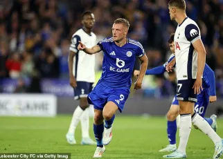 Leicester City’s Jamie Vardy says ‘age is just a number’ and plans on being a defender’s ‘worst nightmare’ well into his forties after he levels the scores against Spurs to earn Foxes a point