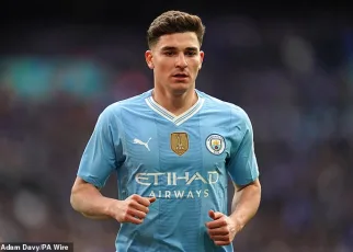 Man City ‘line up shock replacement for Julian Alvarez’ with Scottish Premier League star ‘one of two final candidates’ to fill striker’s boots after £81m move to Atletico Madrid