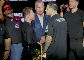 Face off! Canelo stares down Edgar Berlanga at kickoff press conference in New York (Video)