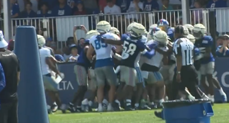 SEE IT: Multiple huge fights breaks out during Giants’ joint practice with Lions