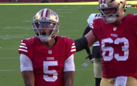 49ers’ Joshua Dobbs connects with Jacob Cowing on a 38-yard pass, follows with a one-yard rushing TD vs. Saints