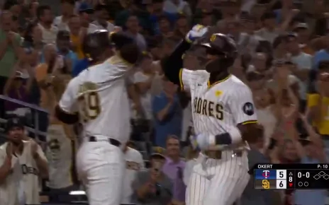 Jurickson Profar goes deep to take the lead for the Padres, a three-run blast vs. the Twins