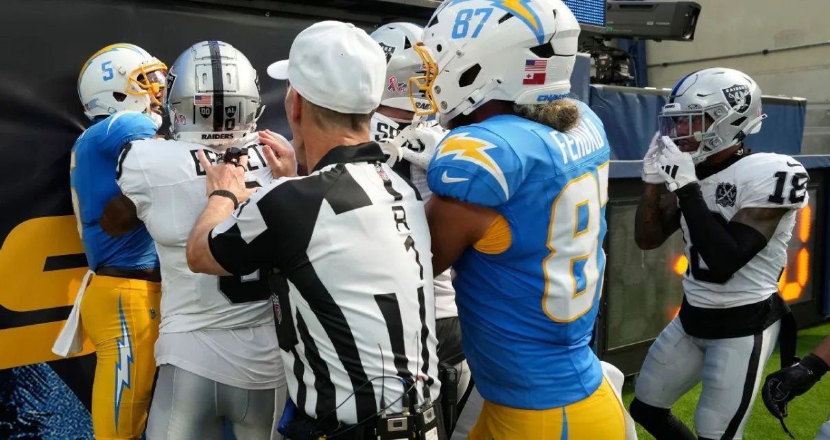 NFL fines five players for roles in Chargers-Raiders fight