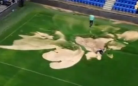 Watch: ‘Sinkhole’ opens up in middle of Wimbledon’s pitch amid floods | Sport