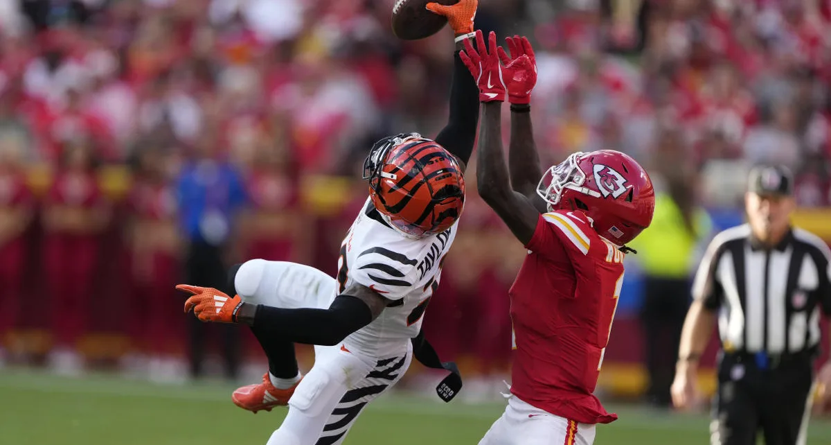 Cam Taylor-Britt’s spectacular interception of Patrick Mahomes spoiled by Joe Burrow’s fumble