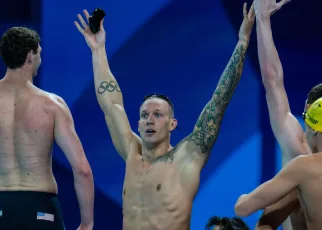 Caeleb Dressel Appears On Stage at the 2024 Emmy Awards as Co-Presenter