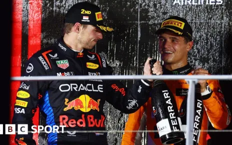 Lando Norris wins Singapore Grand Prix from Max Verstappen with Oscar Piastri third