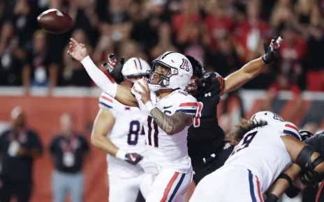 Arizona scores 23-10 upset win over No. 10 Utah as Cameron Rising watches from the sideline again