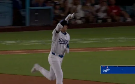 Shohei Ohtani blasts his 45th home run of the season against Guardians