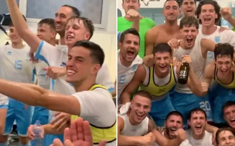 Inside San Marino dressing room after first-ever competitive victory | Sport