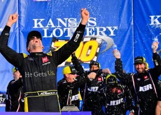 Aric Almirola wins dramatic NASCAR Xfinity race in Kansas