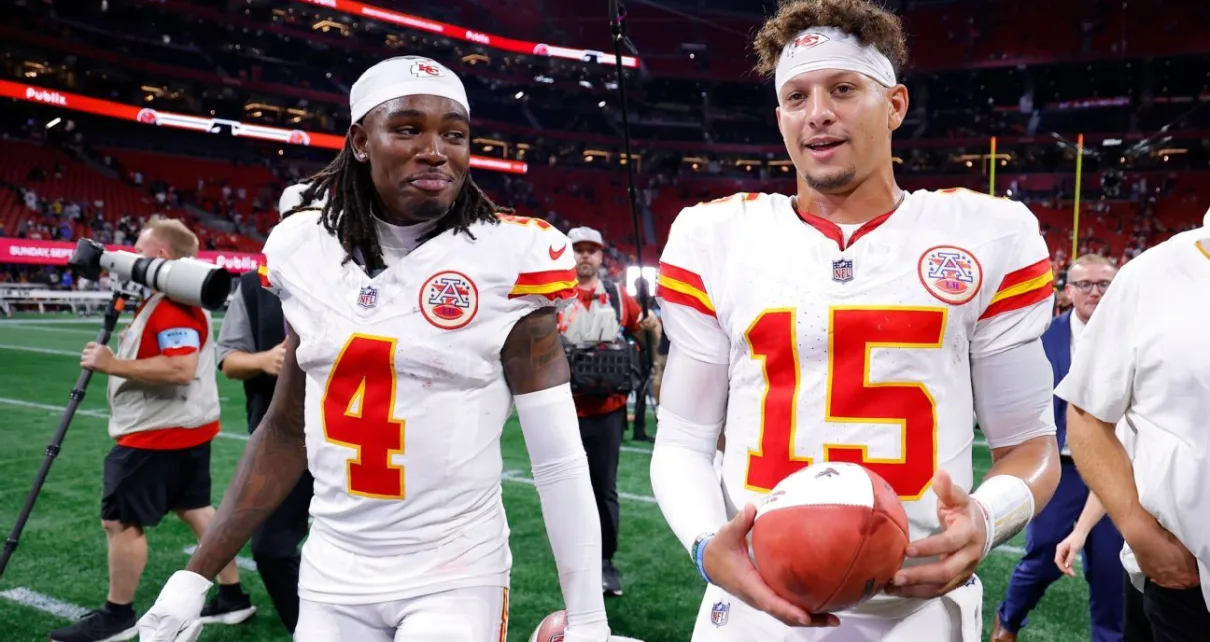 Chiefs’ Mahomes was unaware until replay he hit WR Rice’s knee