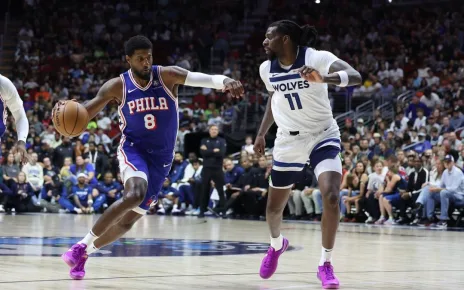 Paul George posts 23 points in preseason debut, Sixers fall to T-Wolves in Iowa