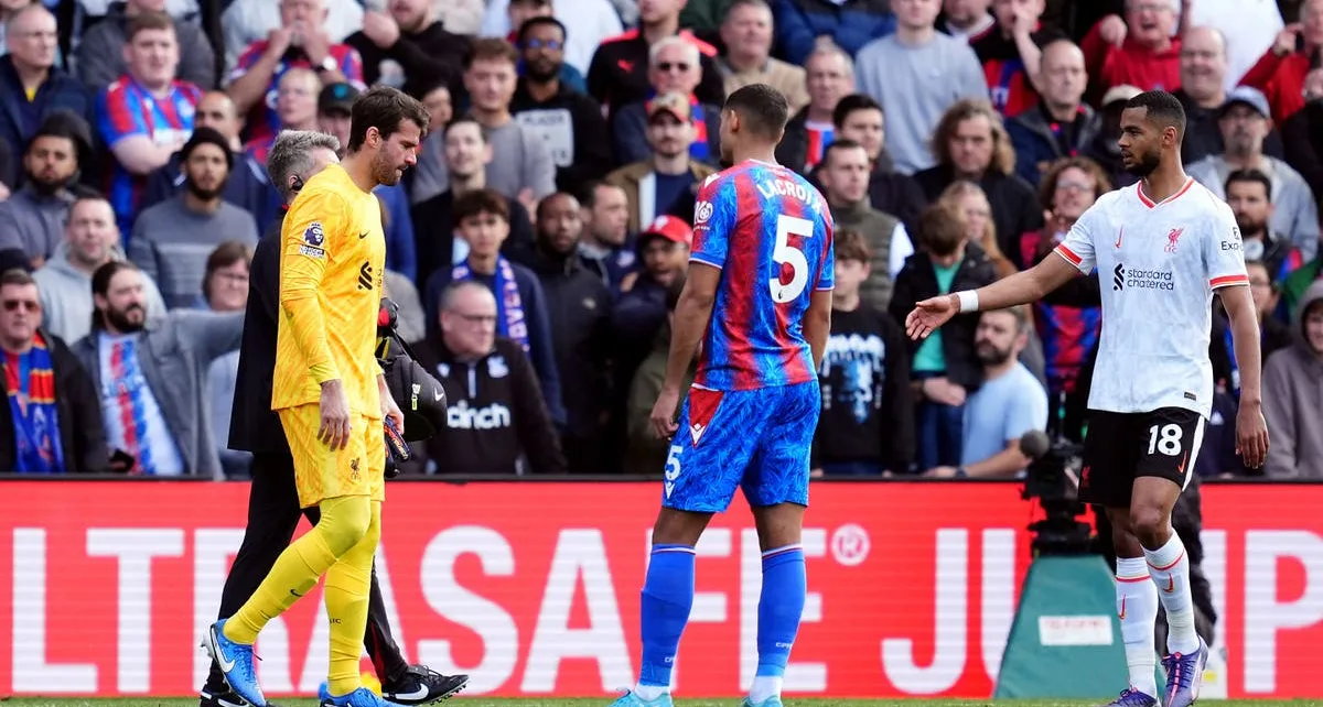 Liverpool’s Alisson set to be out ‘for a few weeks’ with latest hamstring issue