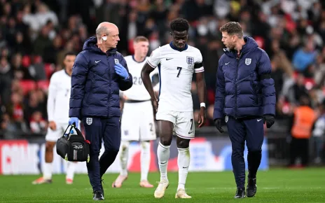 Bukayo Saka hands Arsenal injury scare after limping off for England