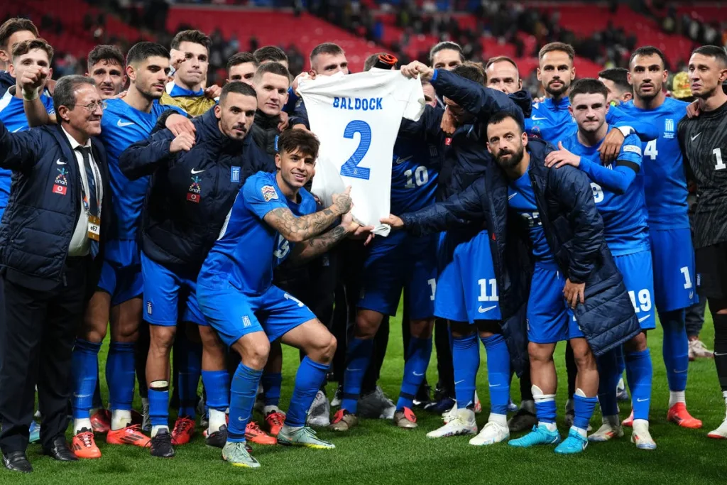 Greece goal hero dedicates win over England to George Baldock following former teammate’s death