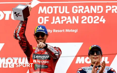 MotoGP: Francesco Bagnaia cuts Jorge Martin lead with win in Japan