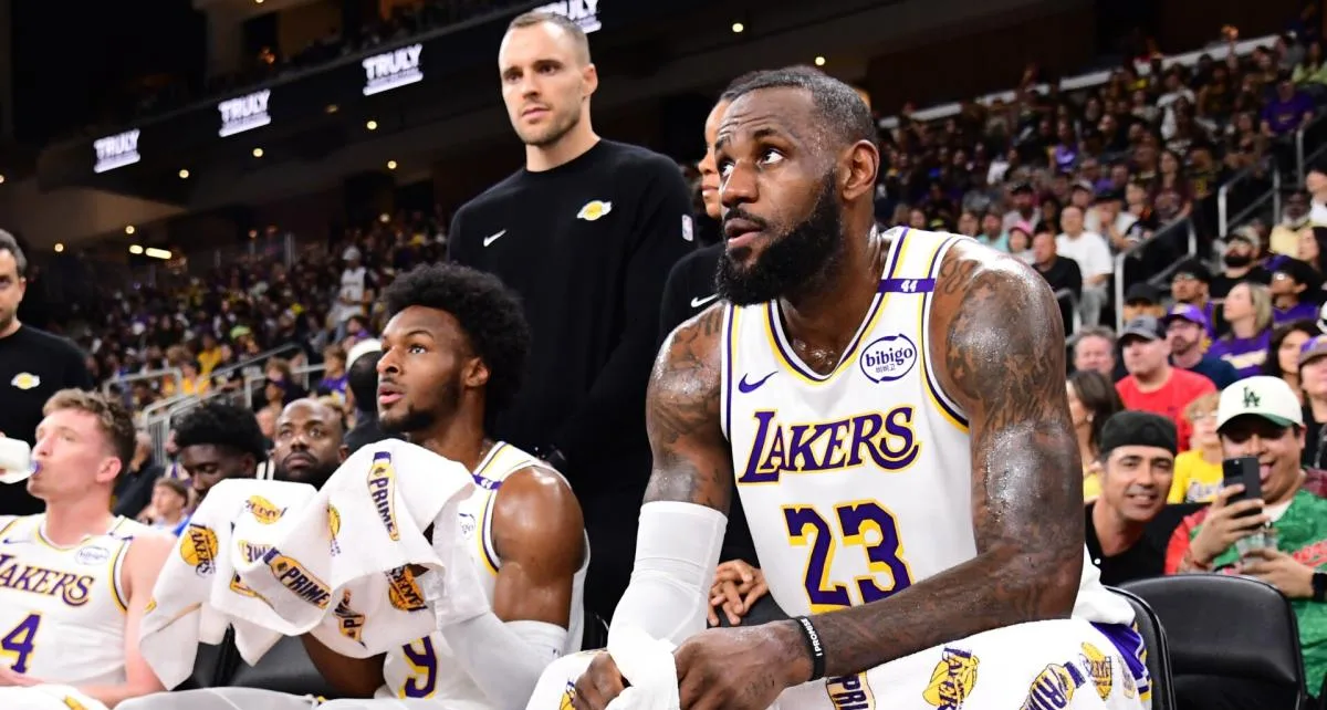 LeBron, Bronny James share court for first time during Lakers preseason games.