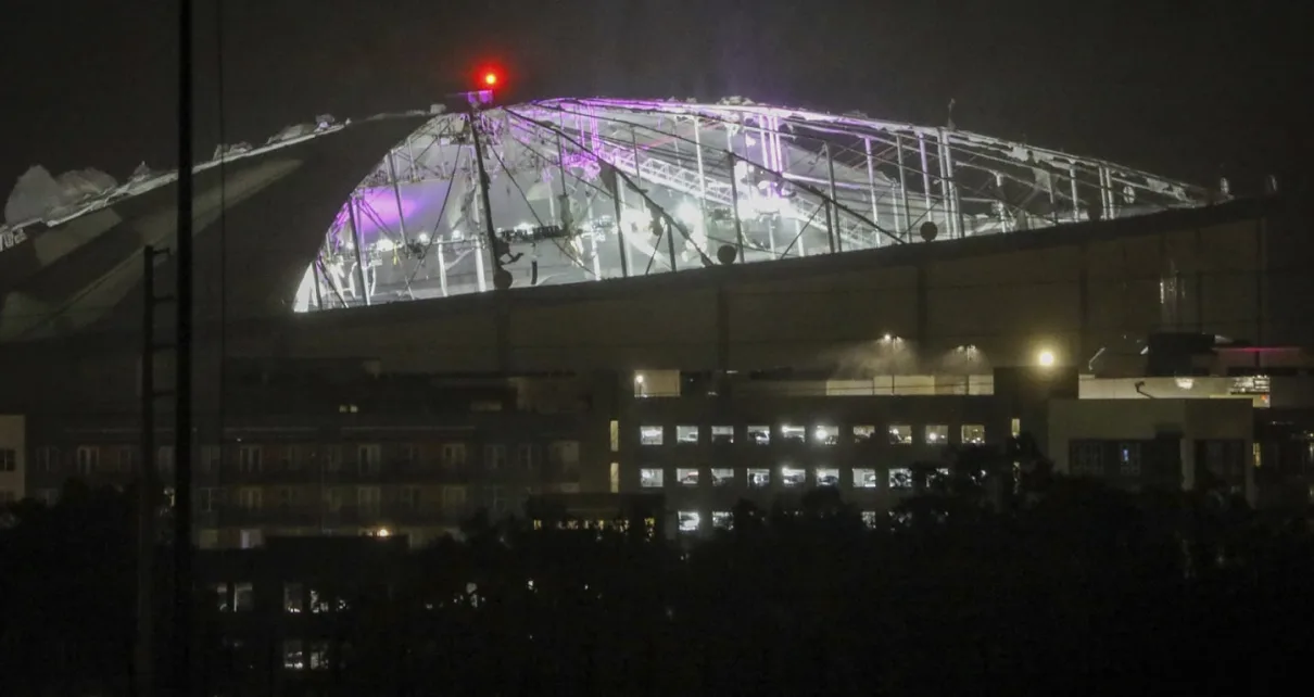 Tropicana Field roof damaged during Hurricane Milton