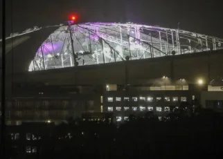 Tropicana Field roof damaged during Hurricane Milton