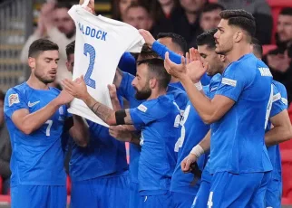 Greek players pay tribute to Baldock during historic upset win over England